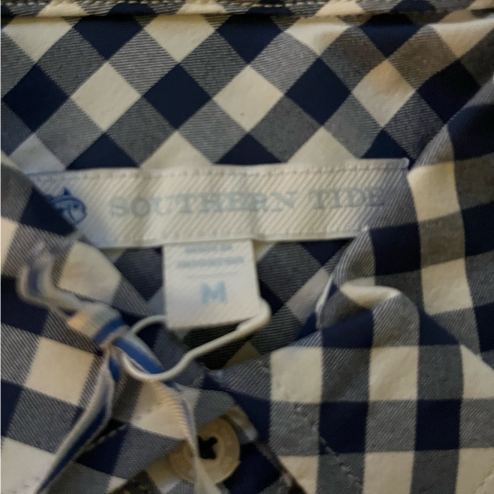 Southern Tide Hadley Gameday Gingham Long Sleeve Shirt in Yacht Blue - Picture 6 of 8